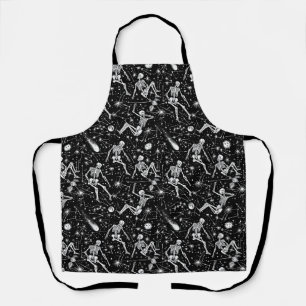 Skeletons in space background apron