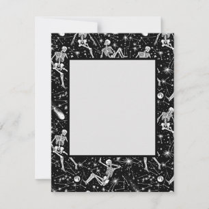 Skeletons in space background  holiday card