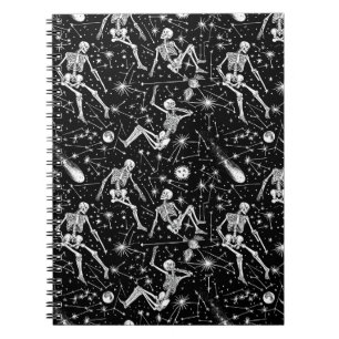 Skeletons in space background notebook
