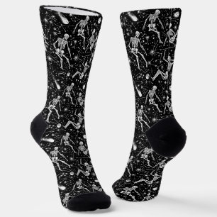 Skeletons in space background socks