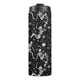 Skeletons in space background thermal tumbler