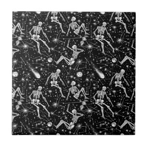 Skeletons in space background tile