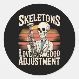 Skeletons Love A Good Adjustment Halloween Osteopa Classic Round Sticker