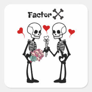 Skeletons lovers square sticker