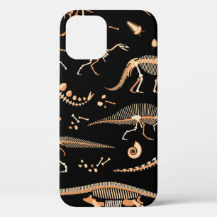 Skeletons of dinosaurs and fossils pattern iPhone 12 case