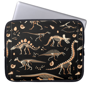 Skeletons of dinosaurs and fossils pattern laptop sleeve