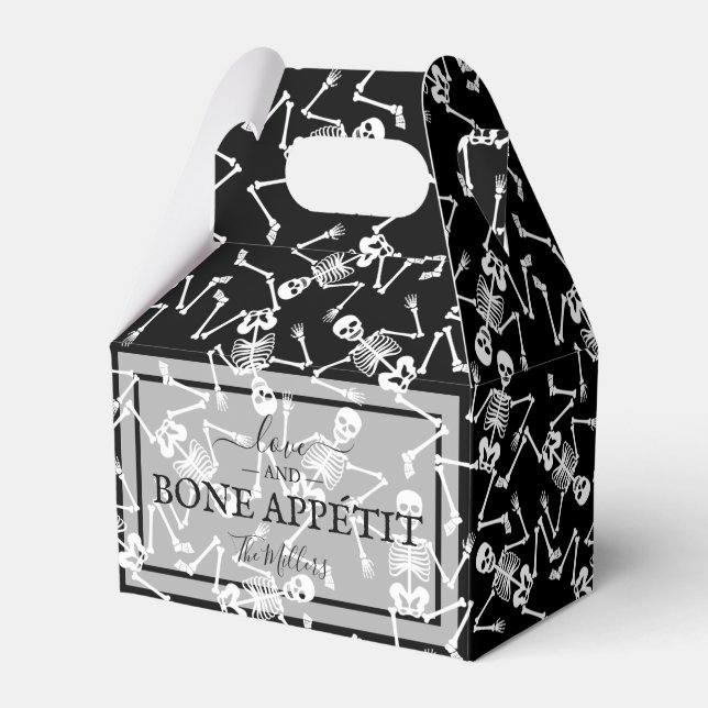 Skeletons on Black Halloween Favour Box (Front Side)