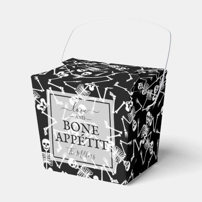 Skeletons on Black Halloween Favour Box (Front Side)