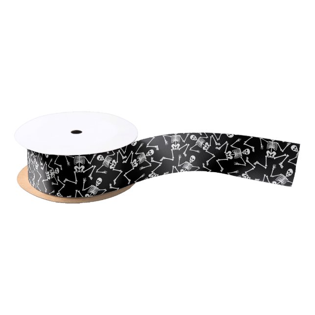 Skeletons on Black Satin Ribbon (Spool)