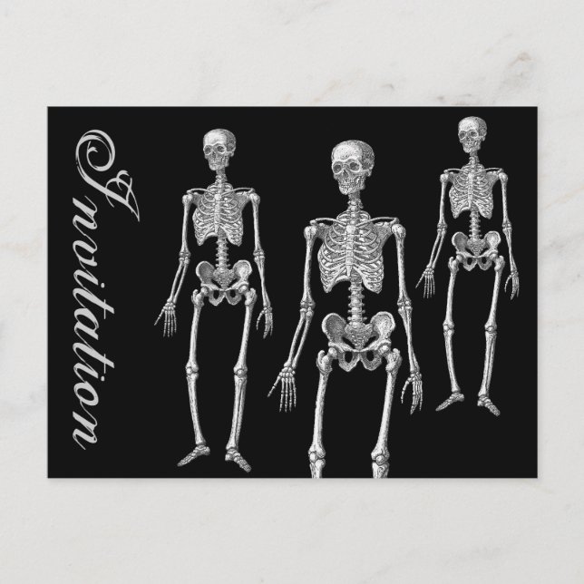 Skeletons on the March Halloween Invitation (Front)