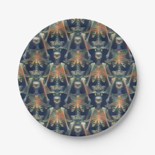 Skeletons Pattern Cool Spooky Halloween Party  Paper Plate