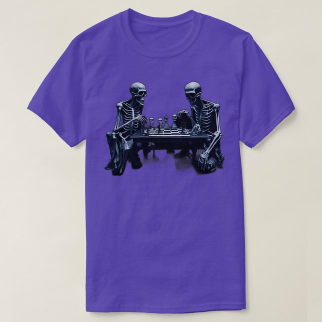 skeletons playing chess T-Shirt (Design Front)
