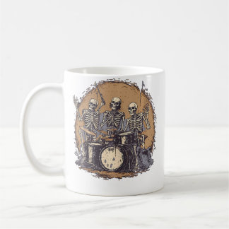 Skeletons Playing Drum Music Drumming Drummer Skel Coffee Mug