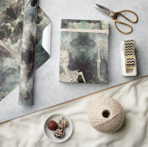 Skeletons Rising from Ashes Halloween Craft Wrapping Paper