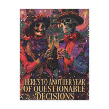 Skeletons Toasting New Year Questionable Decisions