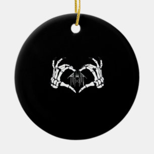 Skeletons Token Heart Hands Ceramic Tree Decoration
