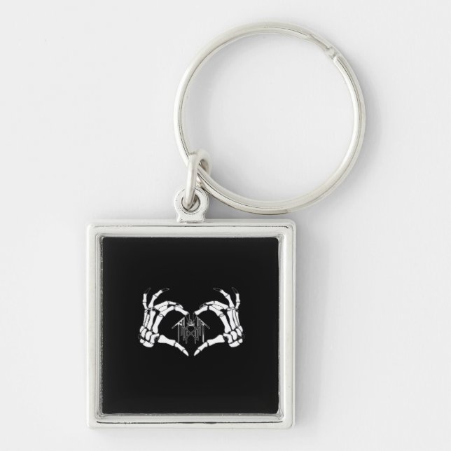 Skeletons Token Heart Hands  Key Ring (Front)