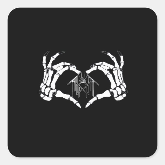 Skeletons Token Heart Hands  Square Sticker (Front)