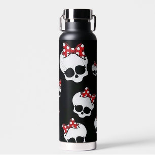 Skeletons with bows water bottle