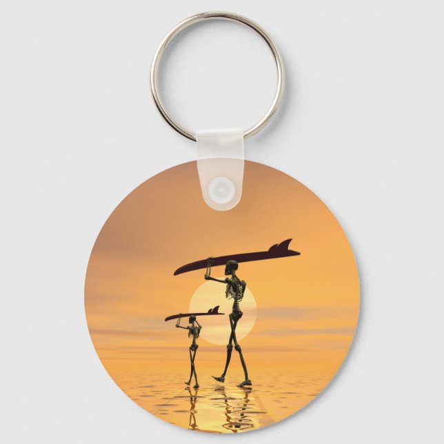 Skeletons with surfboards key ring (Front)