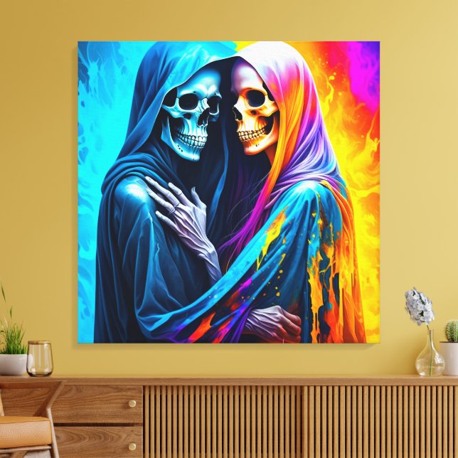 Skeletons Wrapped in a Rainbow   Canvas Print (Insitu(LivingRoom))