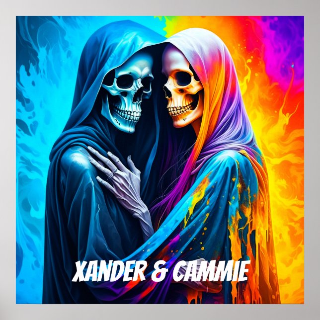 Skeletons Wrapped in a Rainbow Personalised Poster (Front)