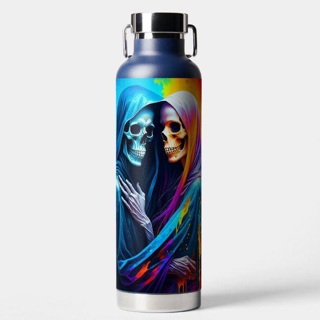 Skeletons Wrapped in a Rainbow Water Bottle (Front)