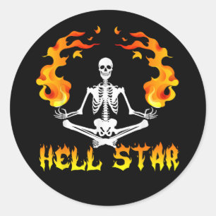 Skeletons Yoga Become Hell Star Classic Round Sticker