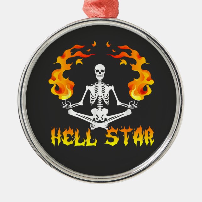 Skeletons Yoga Become Hell Star  Metal Tree Decoration (Front)
