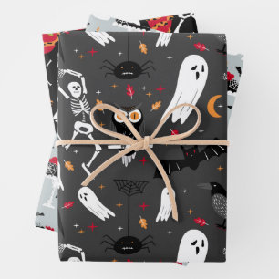 Skeltons, Ghosts, Snakes Design Perfect Halloween  Wrapping Paper Sheet