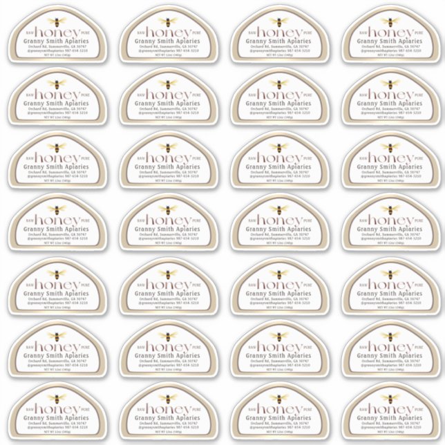 Skep shaped Honey label for 12 oz Jar Gold Border (Front)