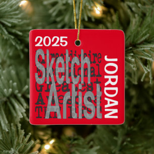 Sketch Artist Extraordinaire CUSTOM Ceramic Ornament