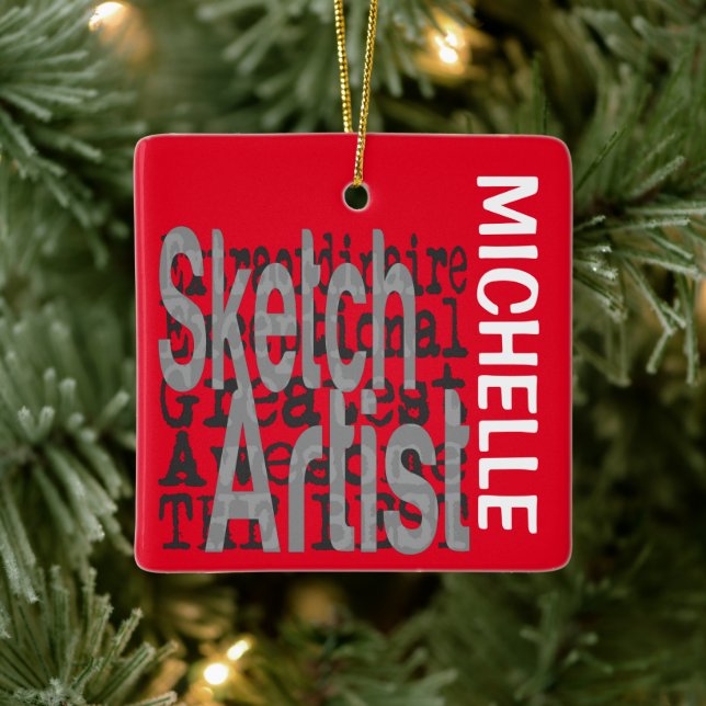 Sketch Artist Extraordinaire CUSTOM Ceramic Ornament (Tree)