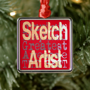 Sketch Artist Extraordinaire Metal Tree Decoration