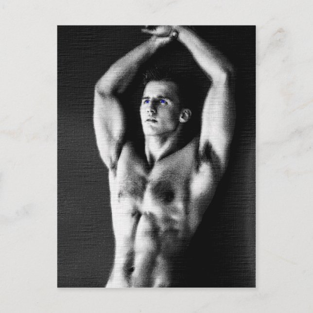 Sketch: Blue Eyed Hunk Postcard (Front)