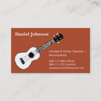 Sketch, casual, relax ukulele and guitar teacher business card