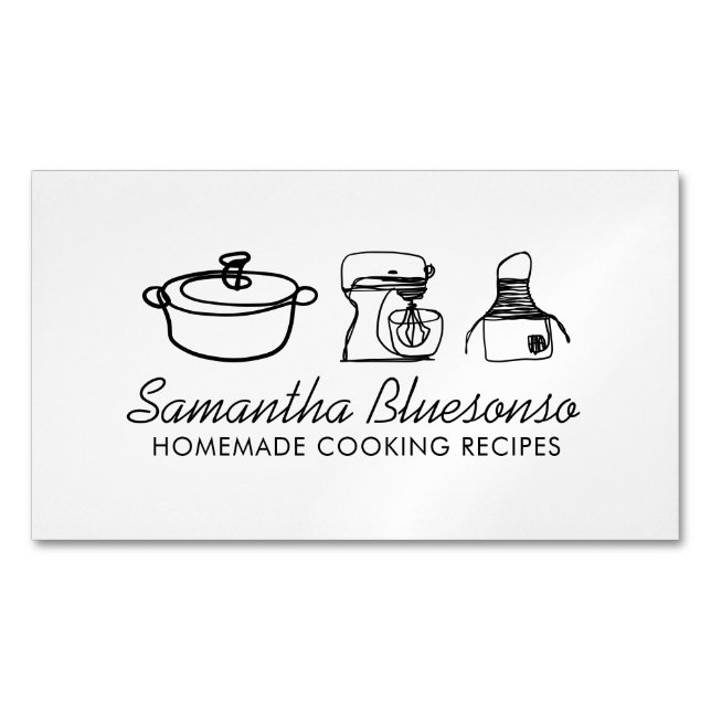 Sketch Cooking bakery homemade food Magnetic Business Card (Front)