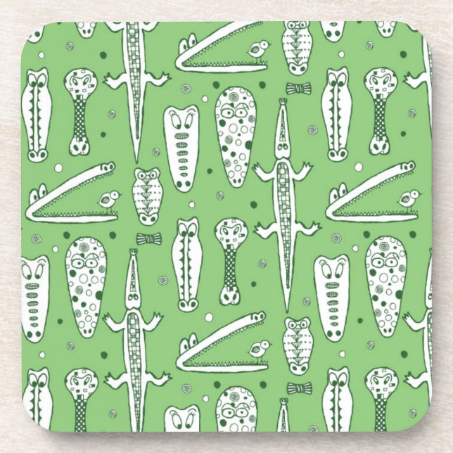 Sketch Crocodile Pattern Coaster (Front)