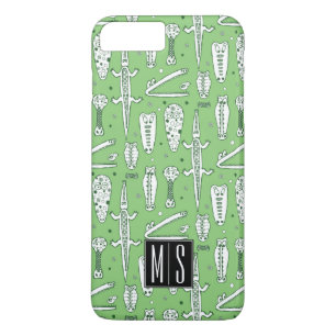 Sketch Crocodile Pattern Monogram iPhone 8 Plus/7 Plus Case