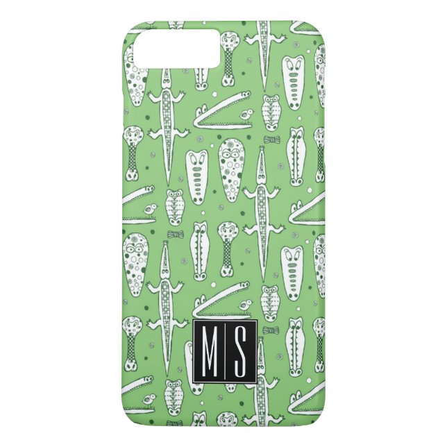 Sketch Crocodile Pattern | Monogram Case-Mate iPhone Case (Back)