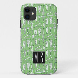Sketch Crocodile Pattern Monogram iPhone 11 Case