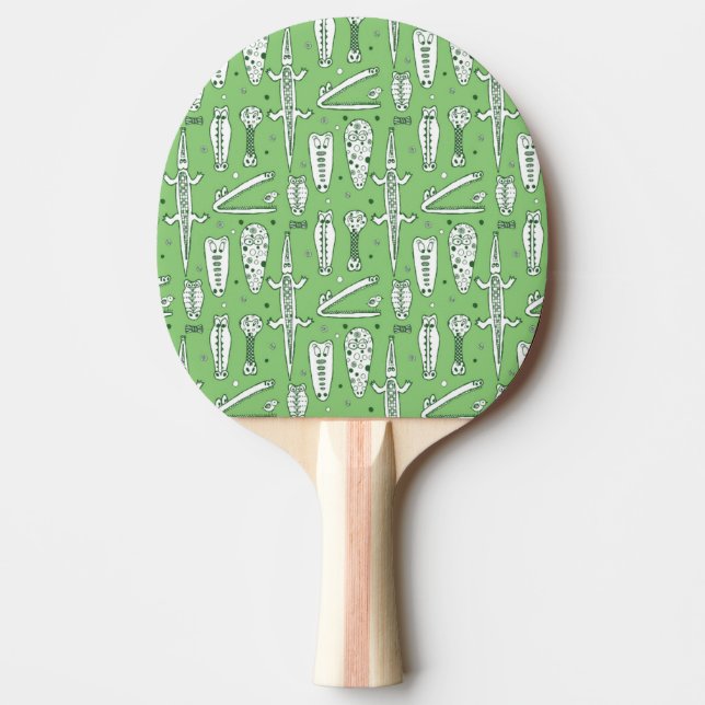 Sketch Crocodile Pattern Ping Pong Paddle (Front)