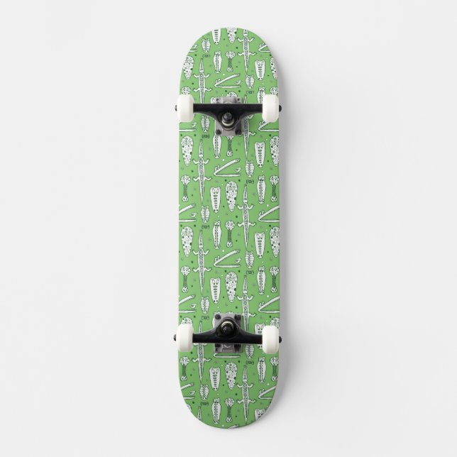 Sketch Crocodile Pattern Skateboard (Front)