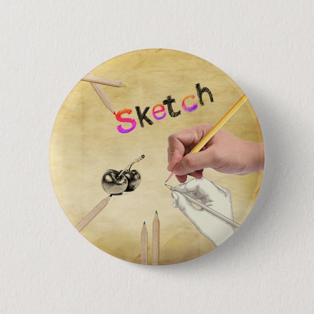 Sketch Designs pin/ 6 Cm Round Badge (Front)