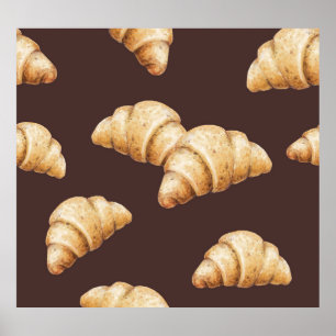 Sketch: desserts, pastries in pattern. poster