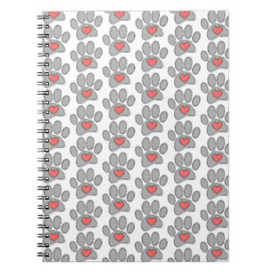 Sketch Dog Paw Red Heart Art Notebook