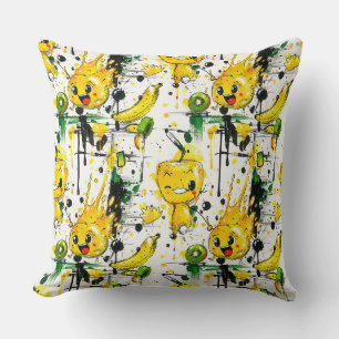 Sketch drawing markers cartoon lemon and splashes cushion