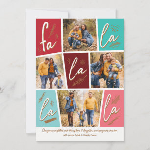 Sketch Fa La La La La Four Photo Christmas Holiday Card