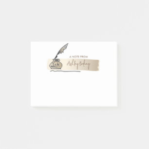Sketch Faux Gold Quill Pen Script Post-it Notes