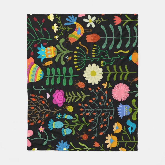 Sketch floral, seamless artistic pattern. fleece blanket (Front)